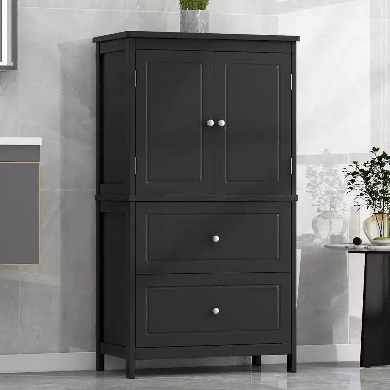 Okak Tall Freestanding Bathroom Storage Cabinet, Versatile Storage Cabinet with 2 Large Drawer, 1 Door Cabinet&Adjustable Shelves