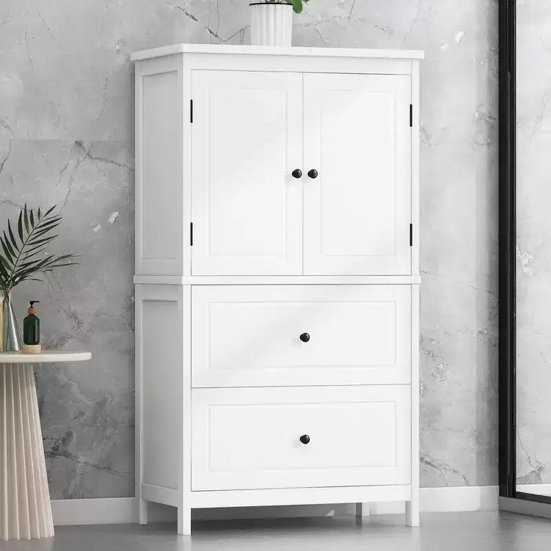 Tall Freestanding Bathroom Storage Cabinet, Versatile Storage Cabinet with 2 Large Drawers, 1 Door Cabinet & Adjustable Shelves