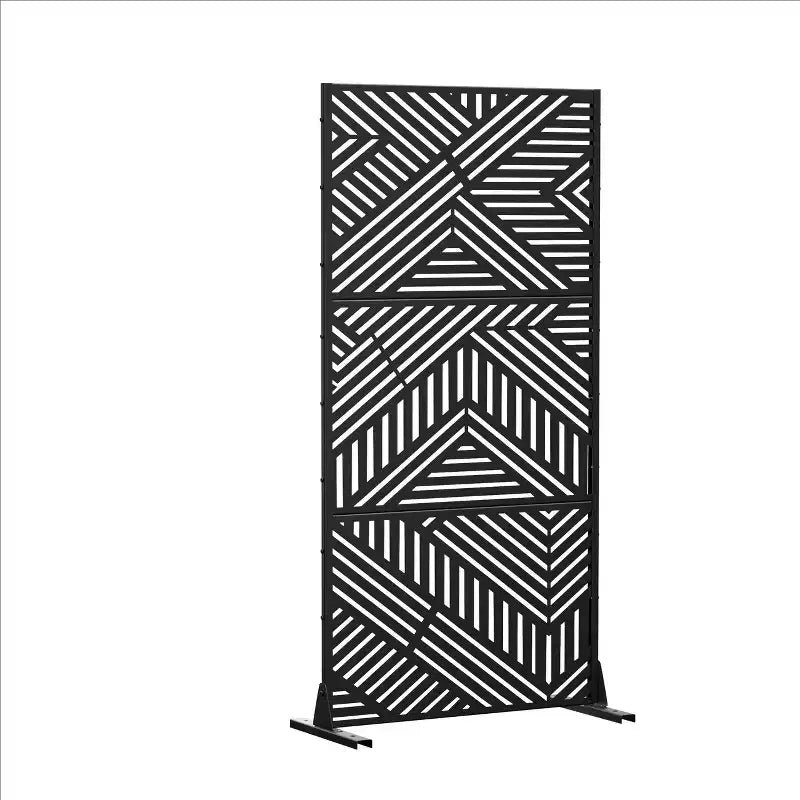 Room Divider Screen Random Stripe Brown Galvanized Sheet 72x47x16in 3-Panel