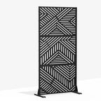 Room Divider Screen Random Stripe Brown Galvanized Sheet 72x47x16in 3-Panel
