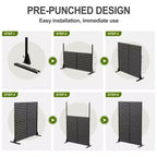 Room Divider Screen Random Stripe Brown Galvanized Sheet 72x47x16in 3-Panel