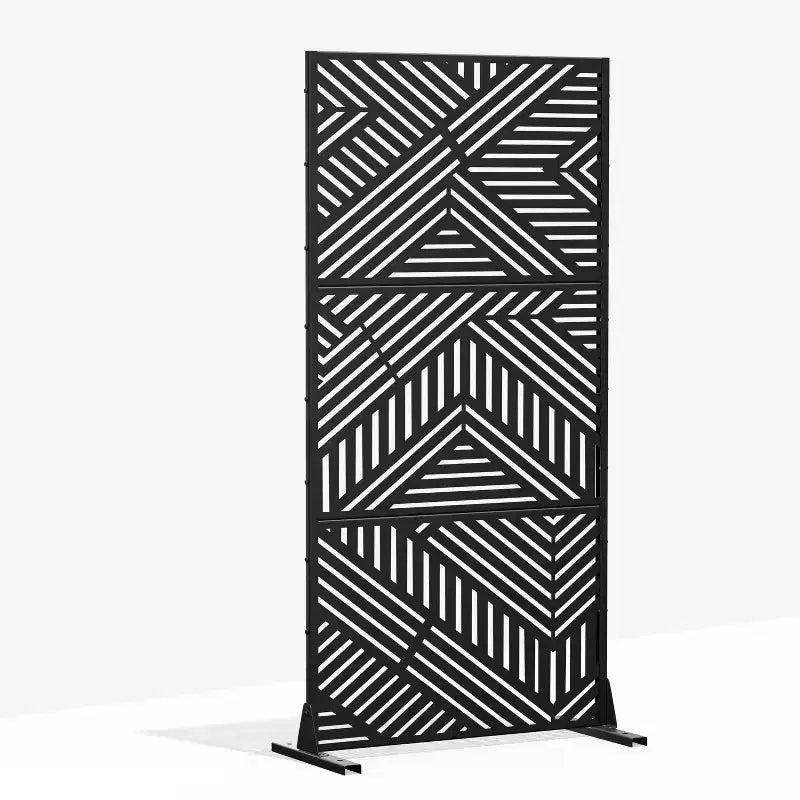 Room Divider Screen Random Stripe Brown Galvanized Sheet 72x47x16in 3-Panel