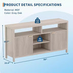 TV Stand 65 Inches,Mid Century Modern Fluted TV Entertainment Center with Storage Cabinets,Slim Tall Wood Media Console Table