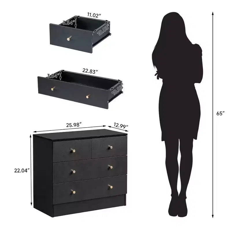 4-Drawer Pink Particle Board 25.98in. W Chest of Drawer