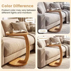 1/2 PCS Round C-shaped Side Table, 24 Solid Teak Wood End Table with Thickened Top