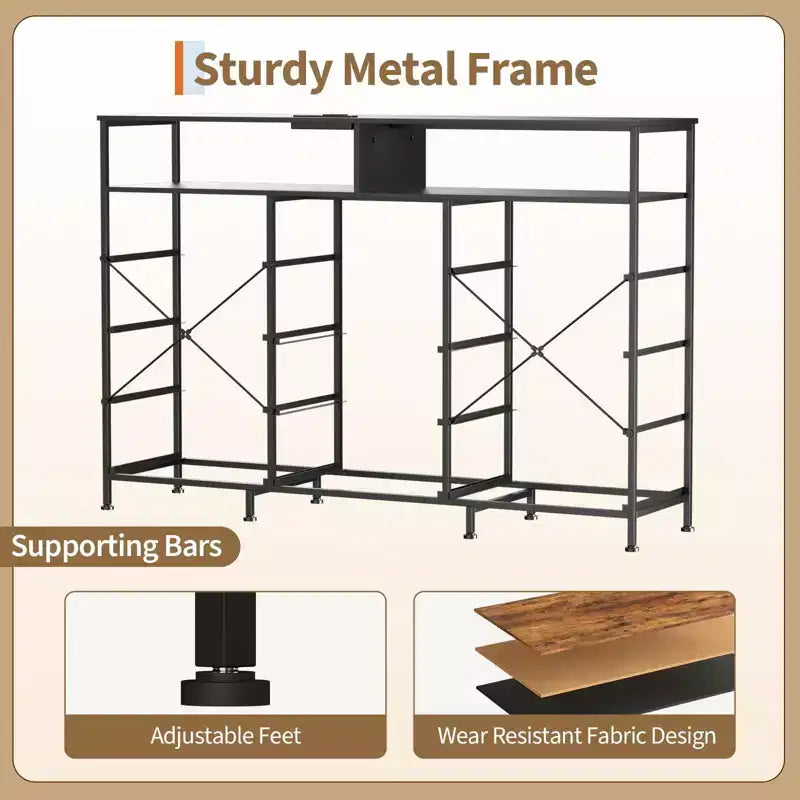 Dresser for Bedroom with 11 Fabric Drawers, Featuring Power Outlet & LED Lights, Wooden Top, 55w TV Stand for Chest of Drawers for Closet Entryway