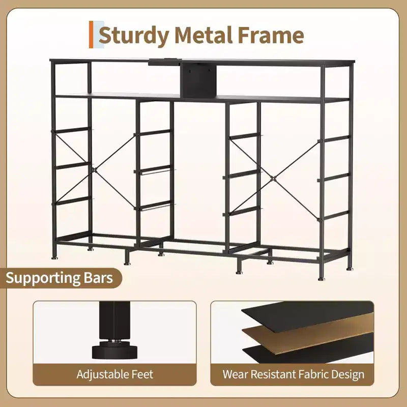 Dresser for Bedroom with 11 Fabric Drawers, Featuring Power Outlet & LED Lights, Wooden Top, 55w TV Stand for Chest of Drawers for Closet Entryway
