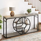 55 Entryway Table, 5-Tier Console Tables for Entryway, Industrial Sofa Tables with Storage for Living Room, Entry Hallway Couch Entrance Table
