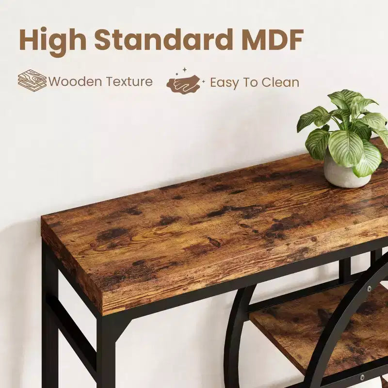 55 Entryway Table, 5-Tier Console Tables for Entryway, Industrial Sofa Tables with Storage for Living Room, Entry Hallway Couch Entrance Table