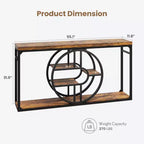 55 Entryway Table, 5-Tier Console Tables for Entryway, Industrial Sofa Tables with Storage for Living Room, Entry Hallway Couch Entrance Table