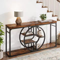 55 Entryway Table, 5-Tier Console Tables for Entryway, Industrial Sofa Tables with Storage for Living Room, Entry Hallway Couch Entrance Table