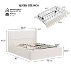 Queen/King Size Upholstered Platform Bed Frame with Storage Drawers & Headboard, Beige