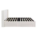 Queen/King Size Upholstered Platform Bed Frame with Storage Drawers & Headboard, Beige