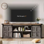Farmhouse Entertainment Center TV Stand, Ample Storage Cabinets, Sliding Barn Doorsfor Living Room, Bedroom