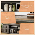 Farmhouse Entertainment Center TV Stand, Ample Storage Cabinets, Sliding Barn Doorsfor Living Room, Bedroom