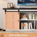 Farmhouse Entertainment Center TV Stand, Ample Storage Cabinets, Sliding Barn Doorsfor Living Room, Bedroom