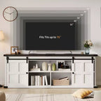 Farmhouse Entertainment Center TV Stand, Ample Storage Cabinets, Sliding Barn Doorsfor Living Room, Bedroom