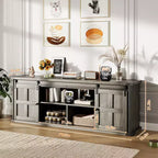 Farmhouse Entertainment Center TV Stand, Ample Storage Cabinets, Sliding Barn Doorsfor Living Room, Bedroom