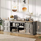 Farmhouse Entertainment Center TV Stand, Ample Storage Cabinets, Sliding Barn Doorsfor Living Room, Bedroom