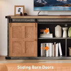 Farmhouse Entertainment Center TV Stand, Ample Storage Cabinets, Sliding Barn Doorsfor Living Room, Bedroom