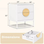 1/2 PCS Fluted Nightstand with 2 Drawers with Pine Wood Handles & Metal Frame for Bedroom Black/White