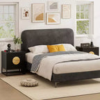 1/2 PCS Fluted Nightstand with 2 Drawers with Pine Wood Handles & Metal Frame for Bedroom Black/White