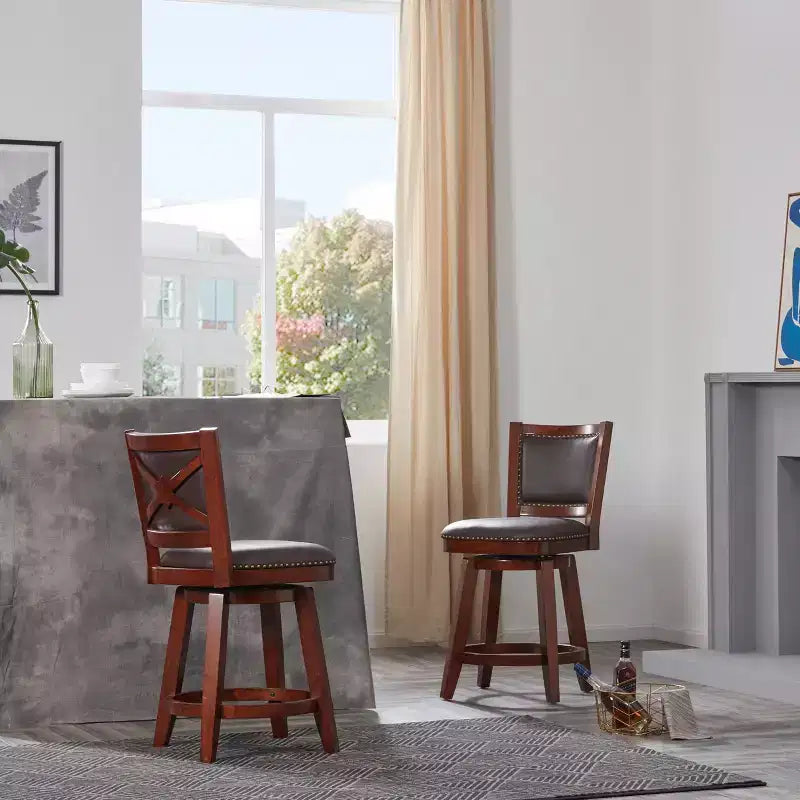 24" Broadmoor Swivel Counter Height Barstool with Back Cappuccino