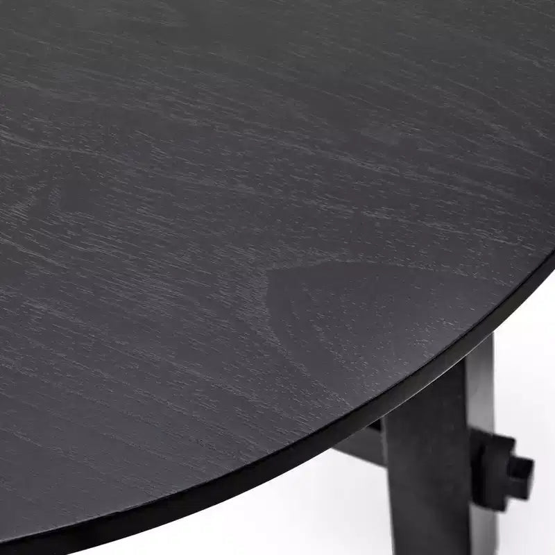 5pc Aspen Farmhouse Extendable Dining Set with Solid Wood Swivel Chairs Matte Black
