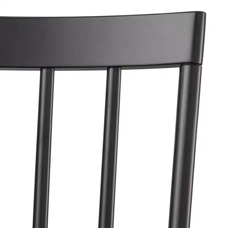 5pc Aspen Farmhouse Extendable Dining Set with Solid Wood Swivel Chairs Matte Black