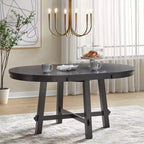5pc Aspen Farmhouse Extendable Dining Set with Solid Wood Swivel Chairs Matte Black