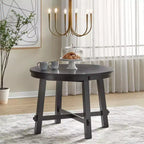 5pc Aspen Farmhouse Extendable Dining Set with Solid Wood Swivel Chairs Matte Black