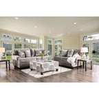 3pc Mauricio Microfiber Loveseat and Sofa with Accent Chair Gray/Pattern