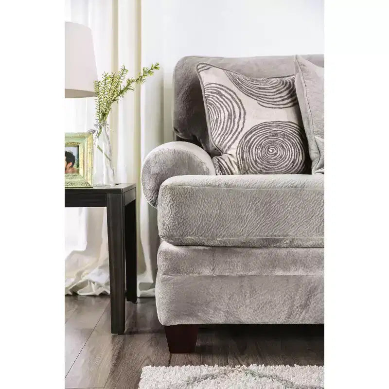 3pc Mauricio Microfiber Loveseat and Sofa with Accent Chair Gray/Pattern