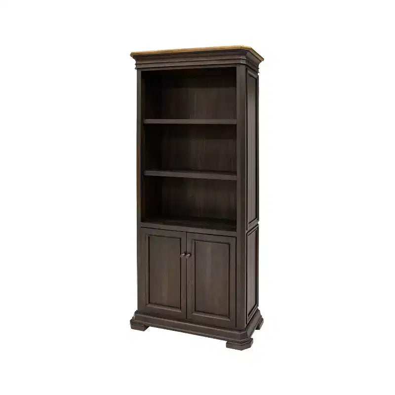 78" Sonoma Bookcase with Doors Brown - Martin Furniture: Arched Design, No Assembly Required