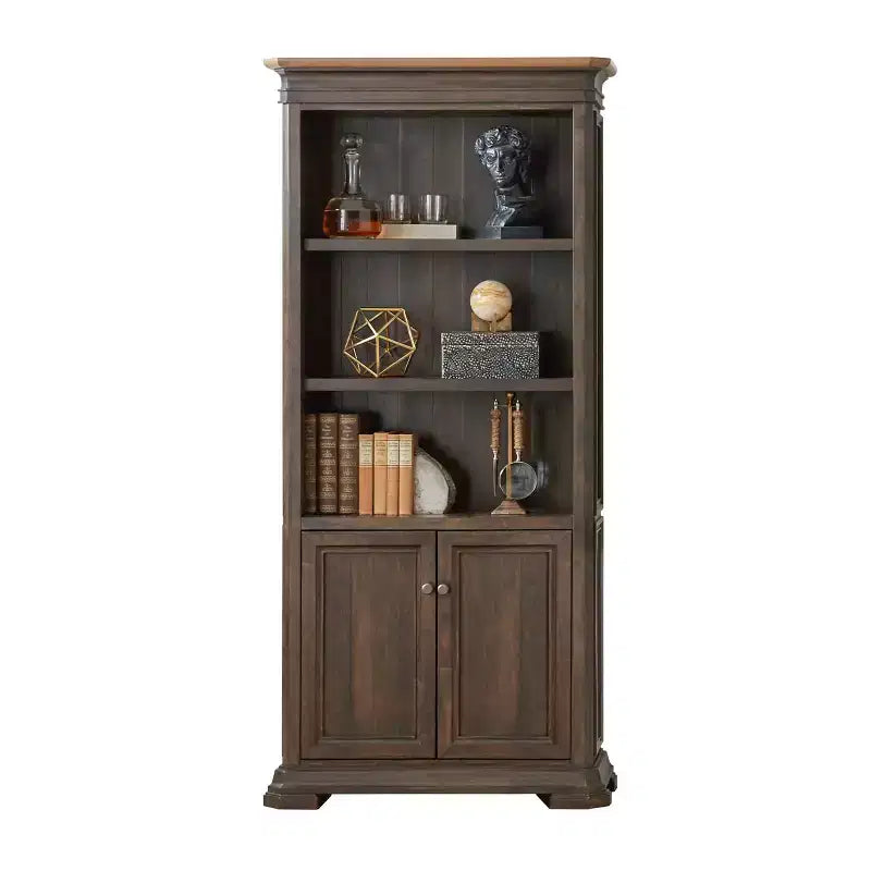 78" Sonoma Bookcase with Doors Brown - Arched Design, No Assembly Required