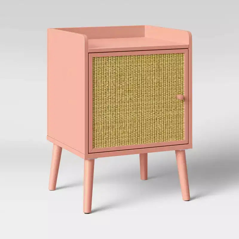 Rattan & Wood Bedside Kids' Cabinet Rose Pink - Pillowfort