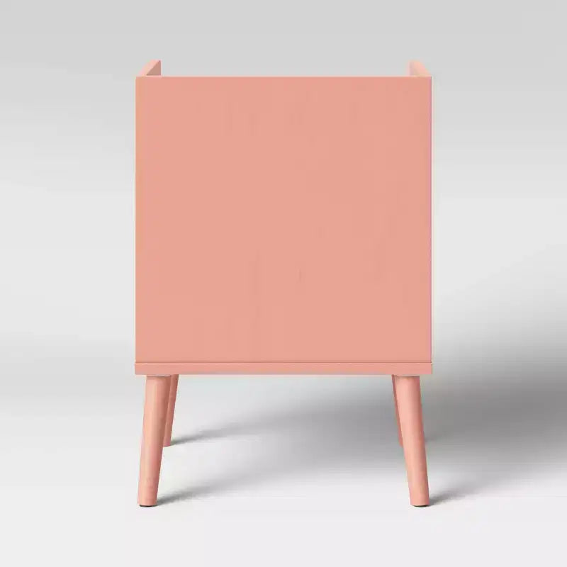 Rattan & Wood Bedside Kids' Cabinet Rose Pink